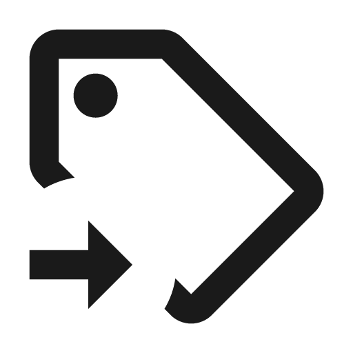 Tag arrow right outline icon, outline style, from Material Design Icons