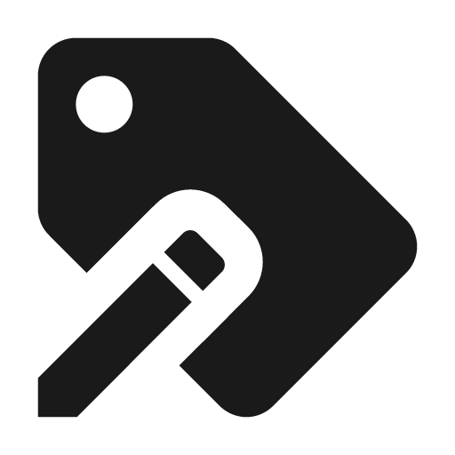 Tag edit icon, solid style, from Material Design Icons