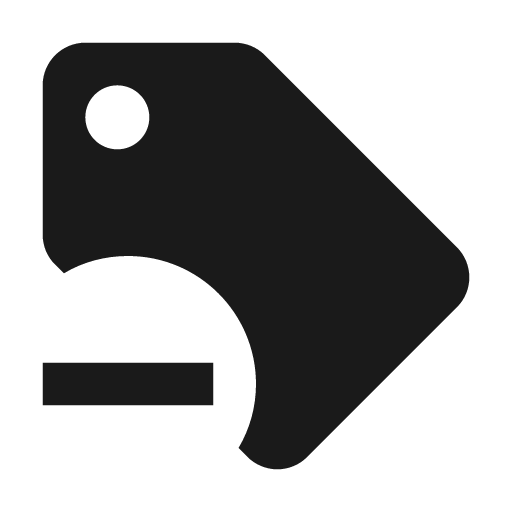 Tag minus icon, solid style, from Material Design Icons