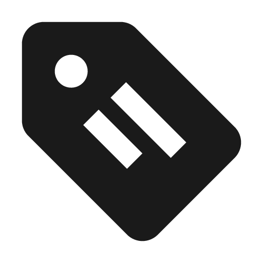 Tag text icon, solid style, from Material Design Icons