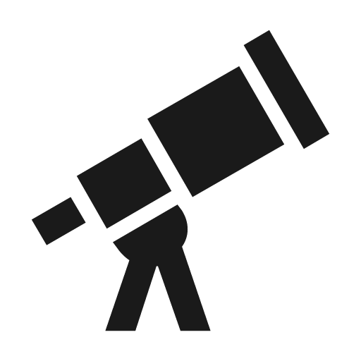 Telescope icon, solid style, from Material Design Icons