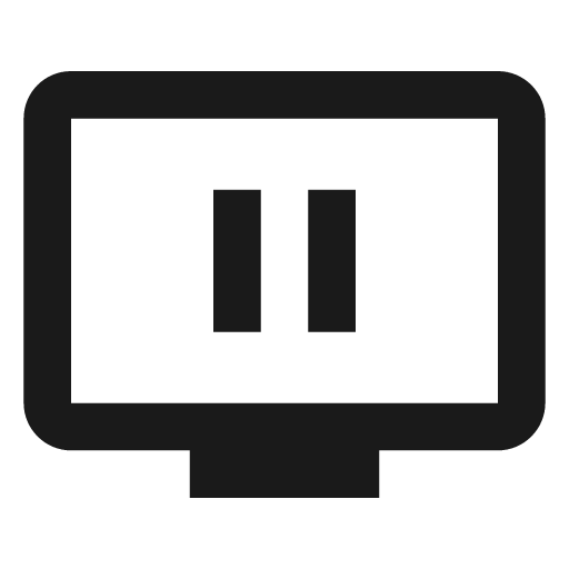 Television pause icon, solid style, from Material Design Icons