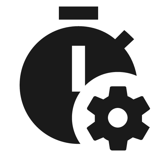 Timer cog icon, solid style, from Material Design Icons
