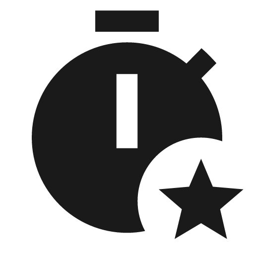 Timer star icon, solid style, from Material Design Icons