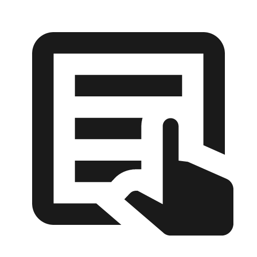 Touch text outline icon, outline style, from Material Design Icons