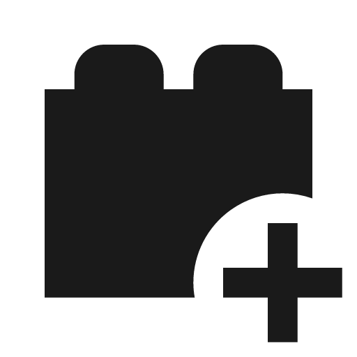 Toy brick plus icon, solid style, from Material Design Icons