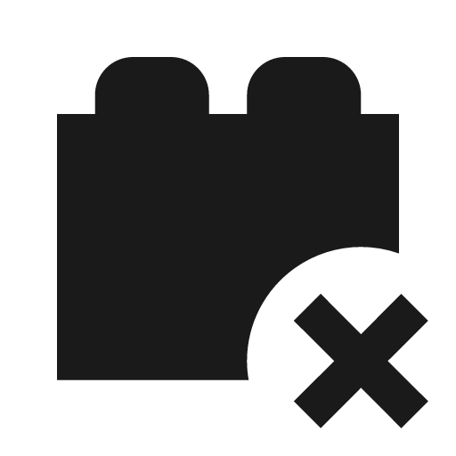 Toy brick remove icon, solid style, from Material Design Icons