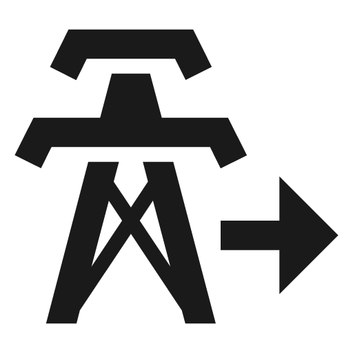 Transmission tower export icon, solid style, from Material Design Icons