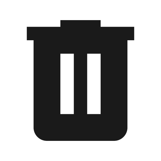 Trash can icon, solid style, from Material Design Icons