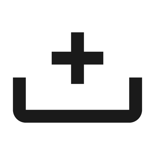 Tray plus icon, solid style, from Material Design Icons