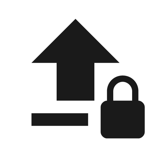 Upload lock icon, solid style, from Material Design Icons