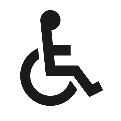Wheelchair icon, solid style, from Material Design Icons