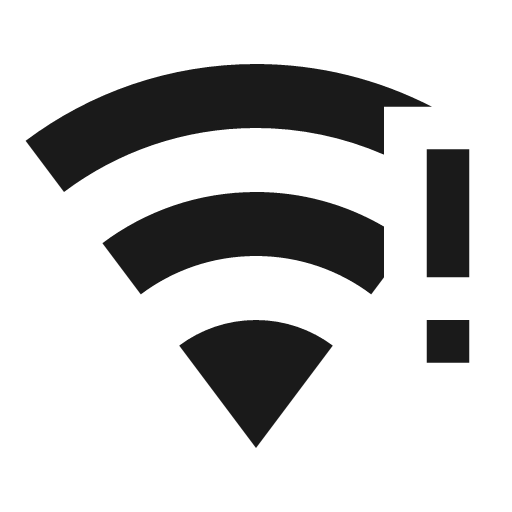 Wifi alert icon, solid style, from Material Design Icons