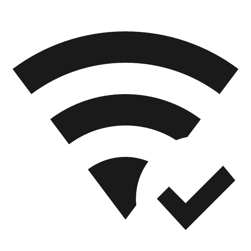 Wifi check icon, solid style, from Material Design Icons