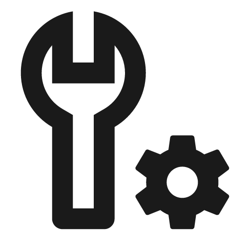 Wrench cog outline icon, outline style, from Material Design Icons