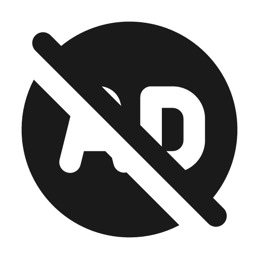 Ad circle off fill icon, filled style, from MingCute Icon