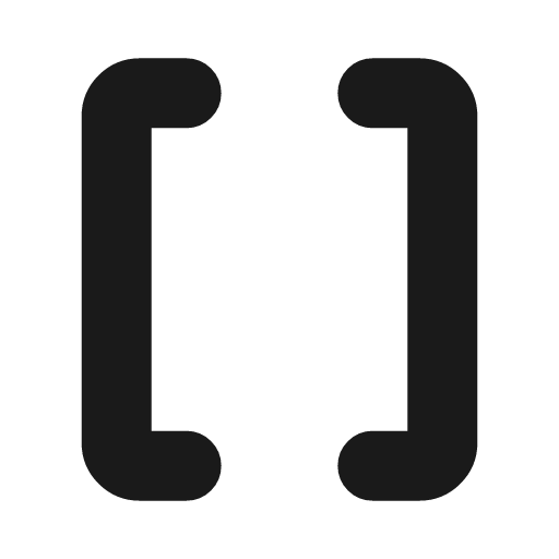 Brackets fill icon, filled style, from MingCute Icon