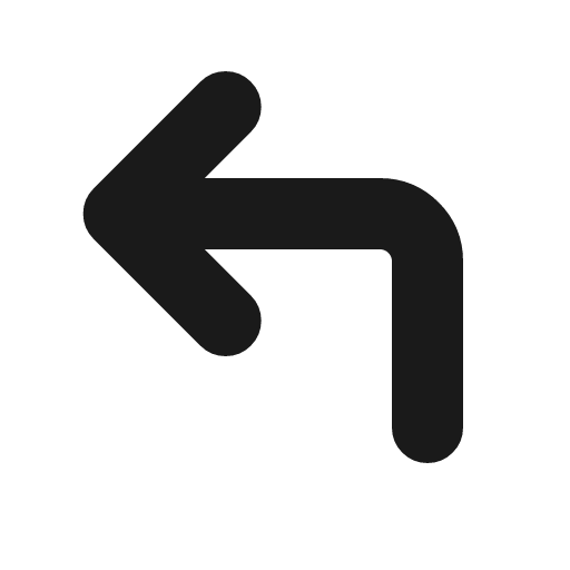 Corner up left fill icon, filled style, from MingCute Icon