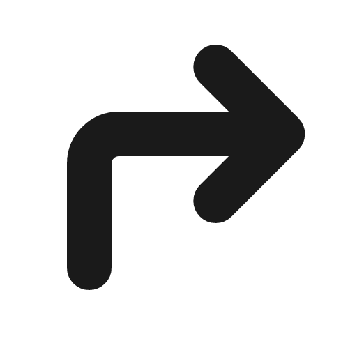 Corner up right fill icon, filled style, from MingCute Icon