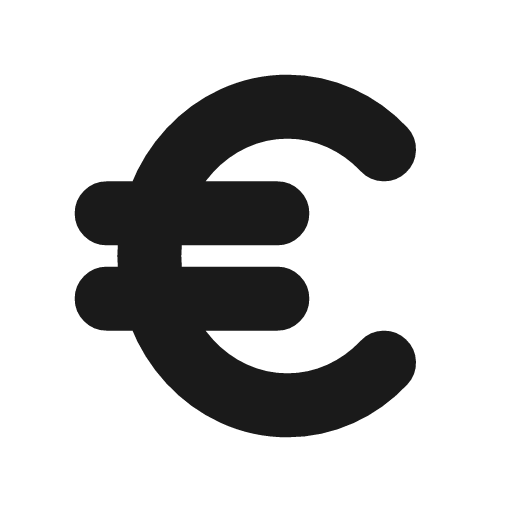 Currency euro 2 fill icon, filled style, from MingCute Icon