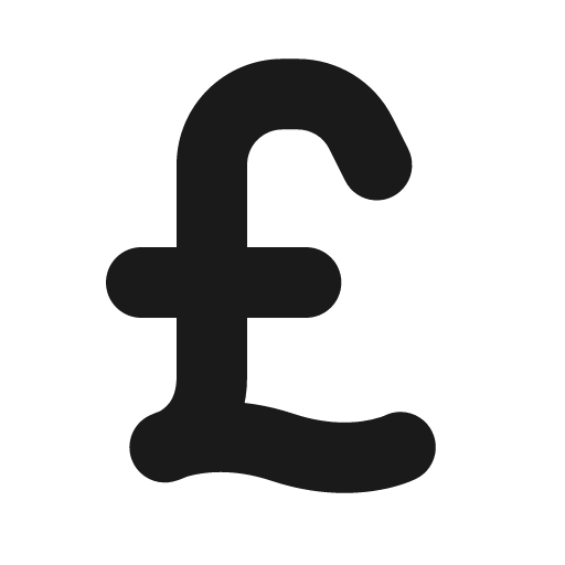 Currency pound 2 fill icon, filled style, from MingCute Icon