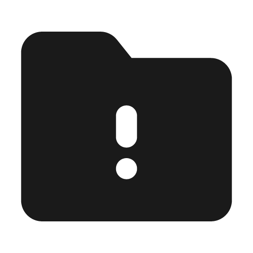 Folder warning fill icon, filled style, from MingCute Icon