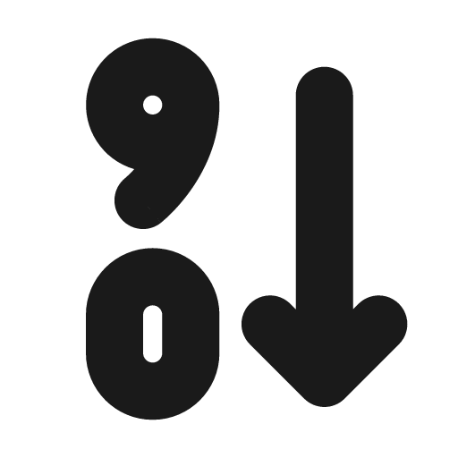 Numbers 90 sort descending fill icon, filled style, from MingCute Icon