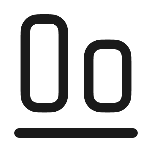 Align bottom icon, line style, from Myna UI Icons