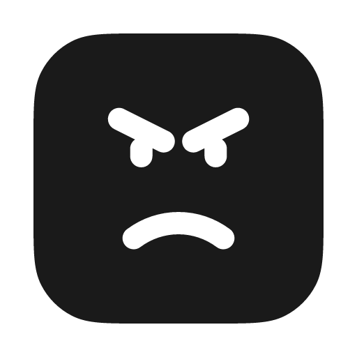 Angry square solid icon, filled style, from Myna UI Icons
