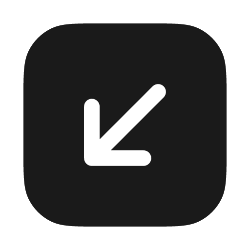 Arrow down left square solid icon, filled style, from Myna UI Icons