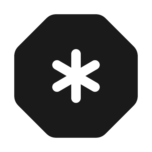 Asterisk octagon solid icon, filled style, from Myna UI Icons