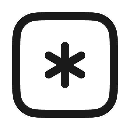 Asterisk square icon, line style, from Myna UI Icons