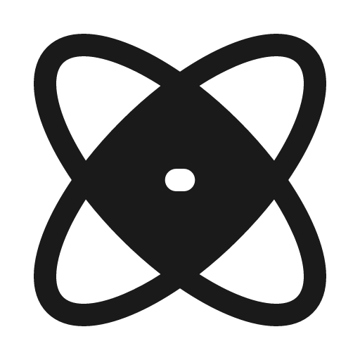 Atom solid icon, filled style, from Myna UI Icons