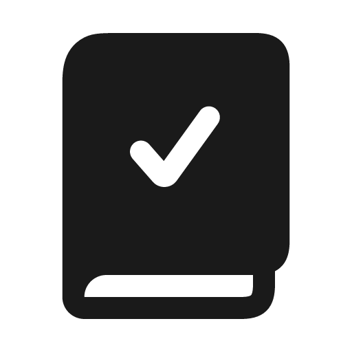 Book check solid icon, filled style, from Myna UI Icons