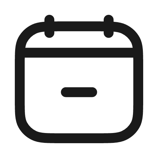 Calendar minus icon, line style, from Myna UI Icons