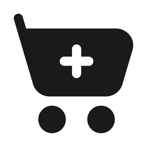 Cart plus solid icon, filled style, from Myna UI Icons