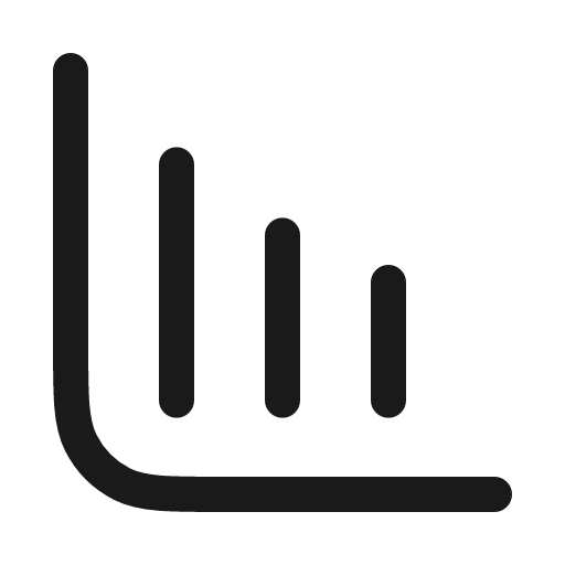 Chart column decreasing icon, line style, from Myna UI Icons
