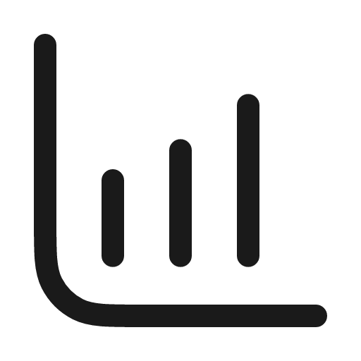 Chart column increasing icon, line style, from Myna UI Icons