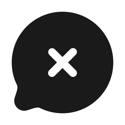 Chat x solid icon, filled style, from Myna UI Icons