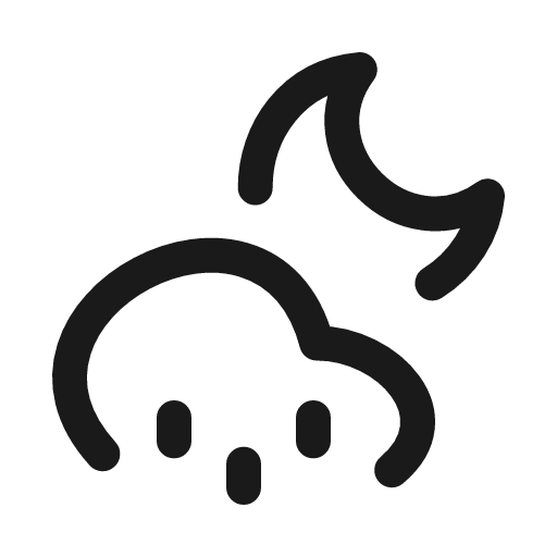 Cloud moon rain icon, line style, from Myna UI Icons