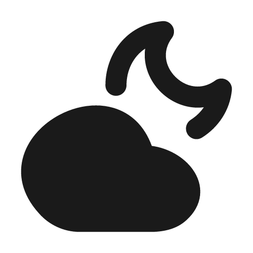 Cloud moon solid icon, filled style, from Myna UI Icons
