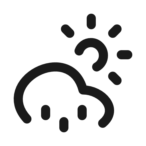 Cloud sun rain icon, line style, from Myna UI Icons