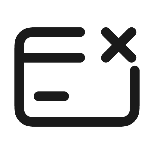 Credit card x icon, line style, from Myna UI Icons