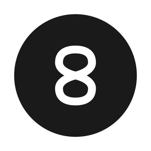 Eight circle solid icon, filled style, from Myna UI Icons