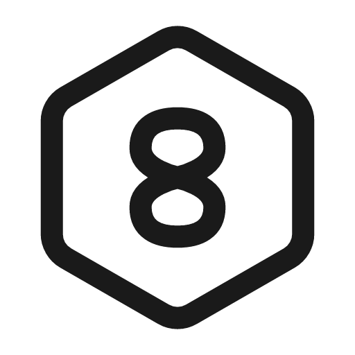 Eight hexagon icon, line style, from Myna UI Icons