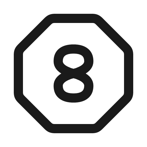Eight octagon icon, line style, from Myna UI Icons