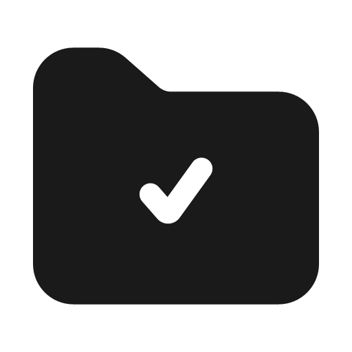 Folder check solid icon, filled style, from Myna UI Icons