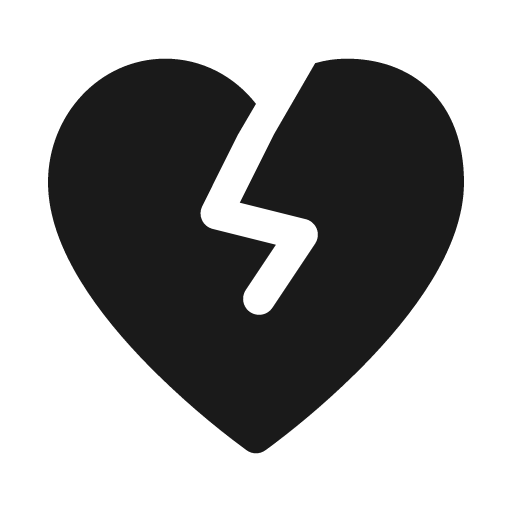 Heart crack solid icon, filled style, from Myna UI Icons