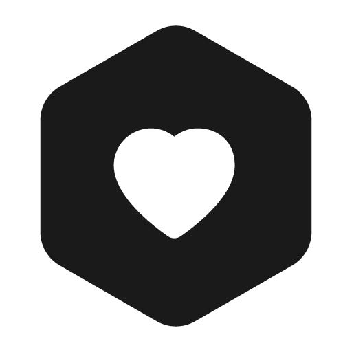 Heart hexagon solid icon, filled style, from Myna UI Icons