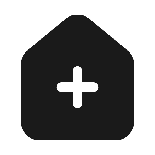 Home plus solid icon, filled style, from Myna UI Icons